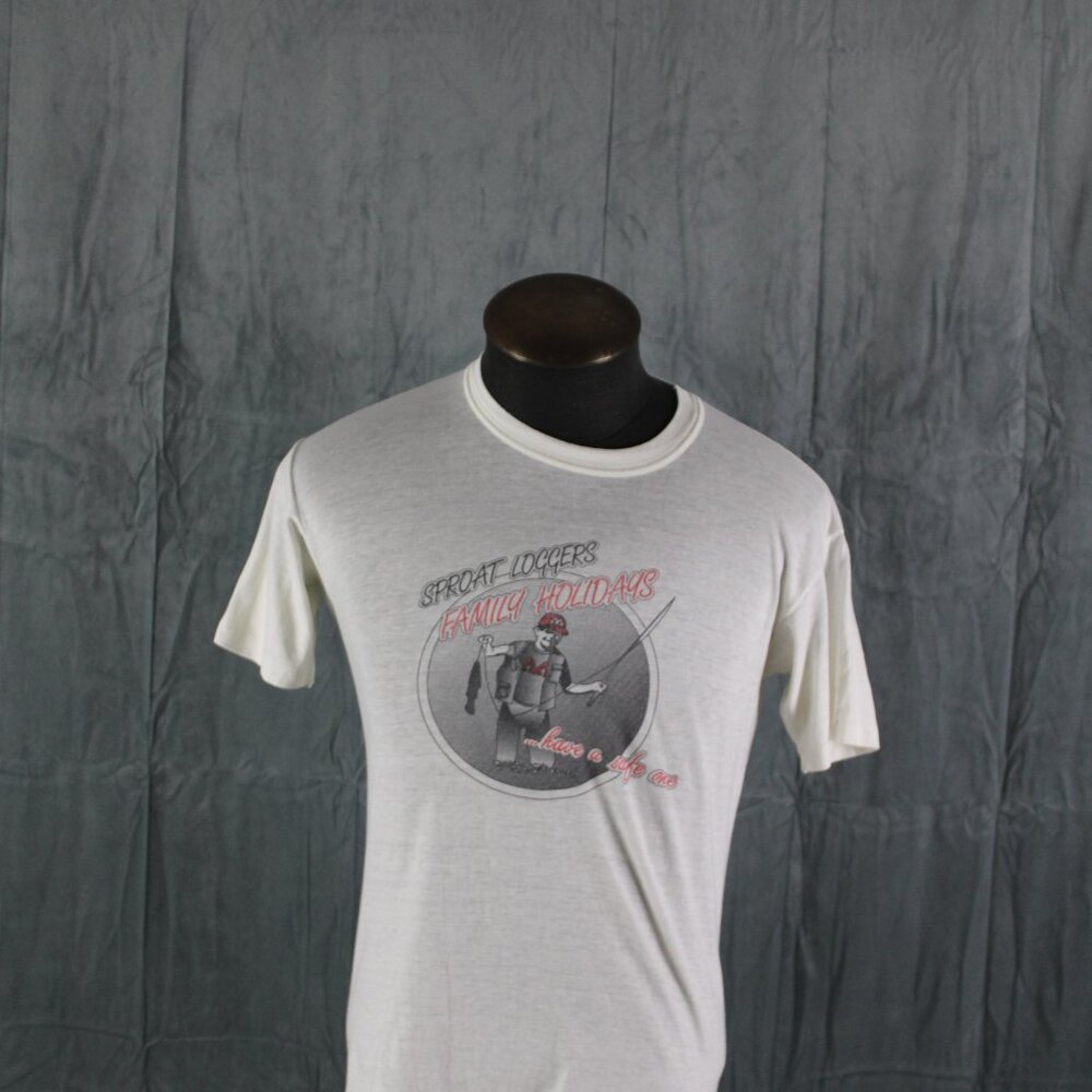 Vintage Graphic T-shirt - Sproat Loggers Family Fishing Madill Logging - Men S